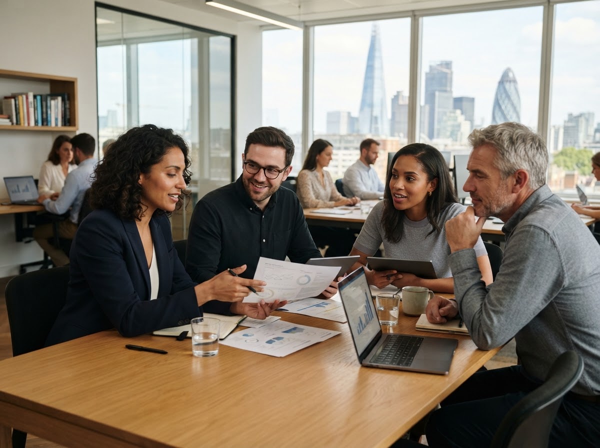 Maturean Partners team reviewing structured data analysis
